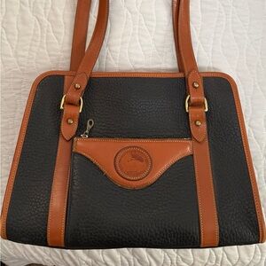 Vintage Dooney & Bourke Black and Brown Shoulder Bag